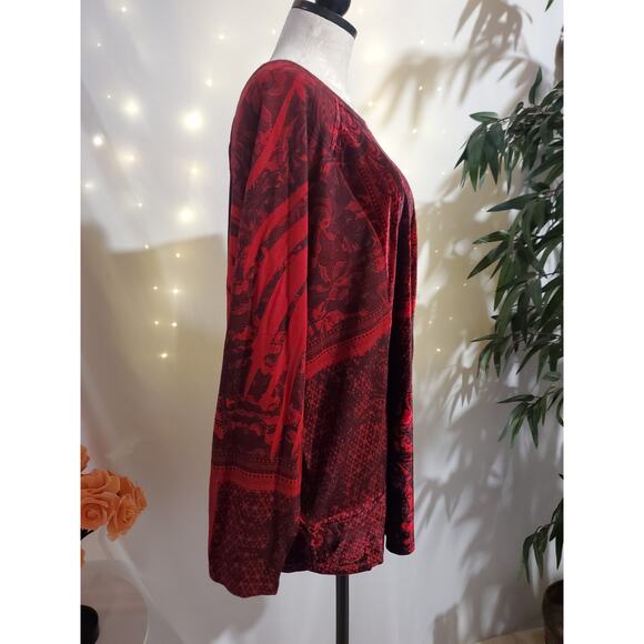 Vtg Dressbarn Velvet Whimsigoth Mixed Media Long Sleeve Top Sz 1X Dark Romance - Picture 4 of 13